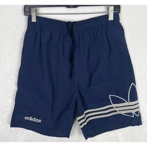 Vintage Adidas Track Shorts Mens Medium Blue Trefoil Windbreaker 90s